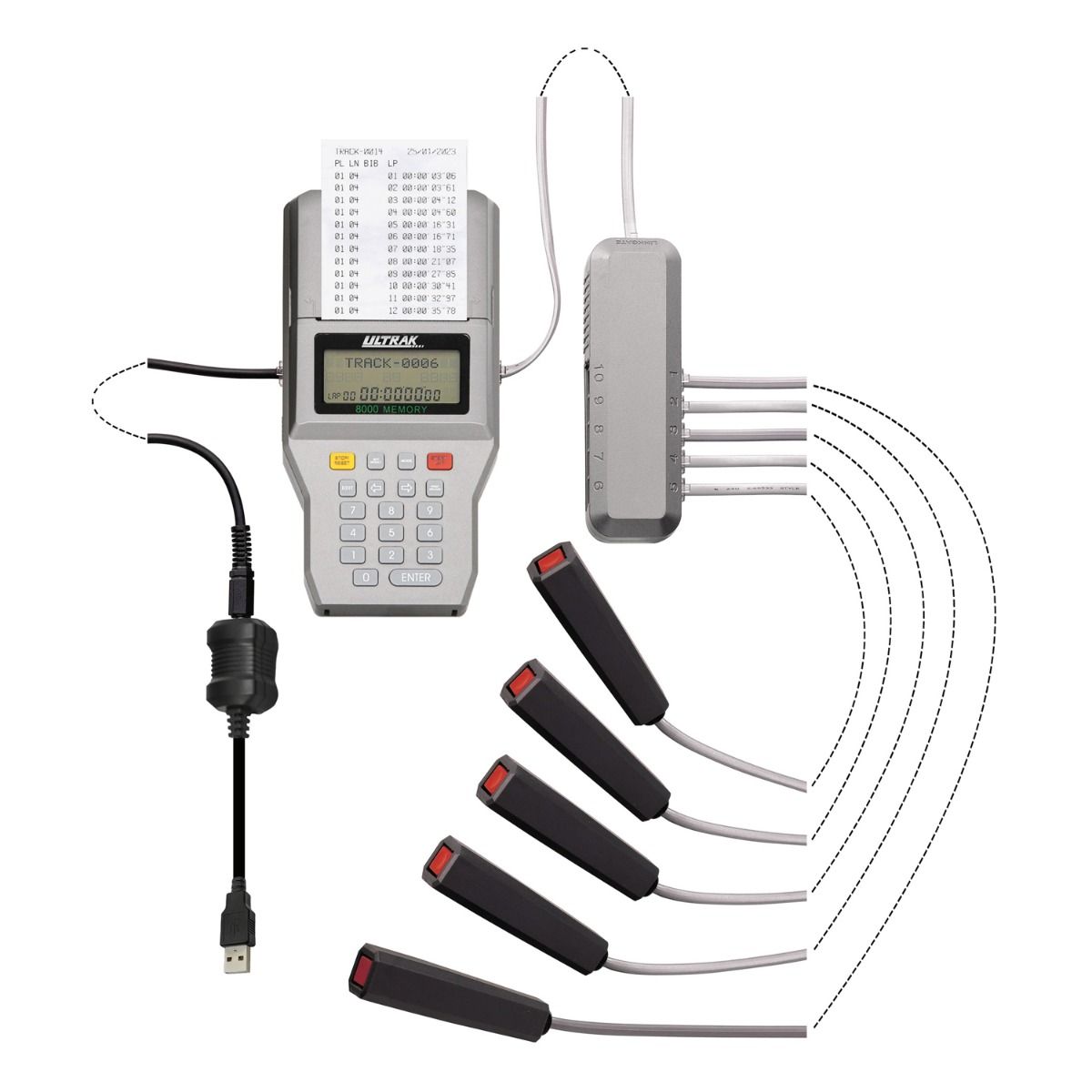 An Ultrak L20 eight-lane handheld timer used for timing track and cross country races