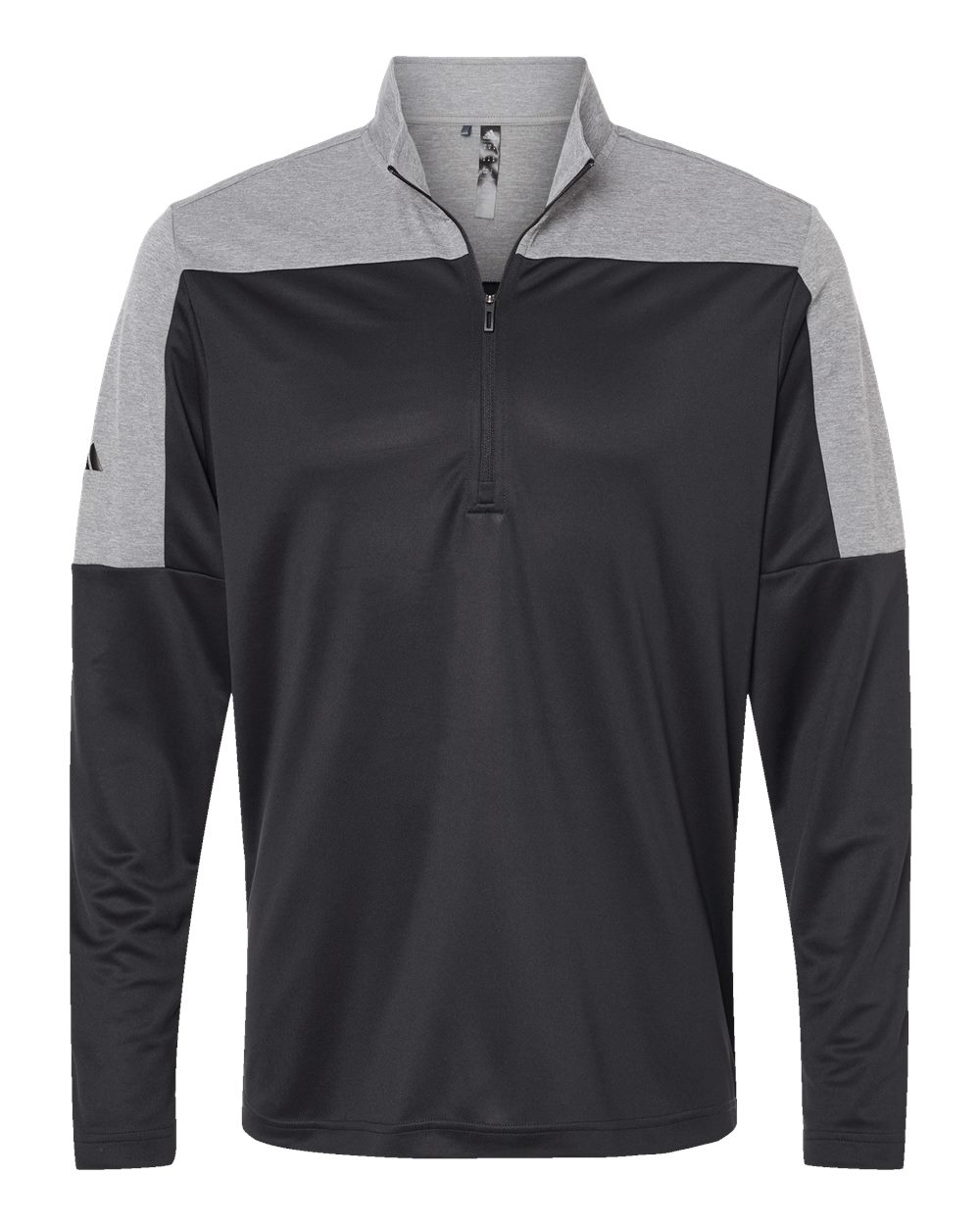 Men's Ultimate365 Lightweight Colorblocked Quarter-Zip Pullover - Black/ Grey Three Melange