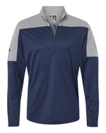 Men's Ultimate365 Lightweight Colorblocked Quarter-Zip Pullover - Collegiate Navy/ Grey Three Melange