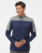 Men's Ultimate365 Lightweight Colorblocked Quarter-Zip Pullover - Collegiate Navy/ Grey Three Melange