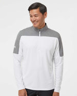 Men's Ultimate365 Lightweight Colorblocked Quarter-Zip Pullover - White/ Grey Three Melange
