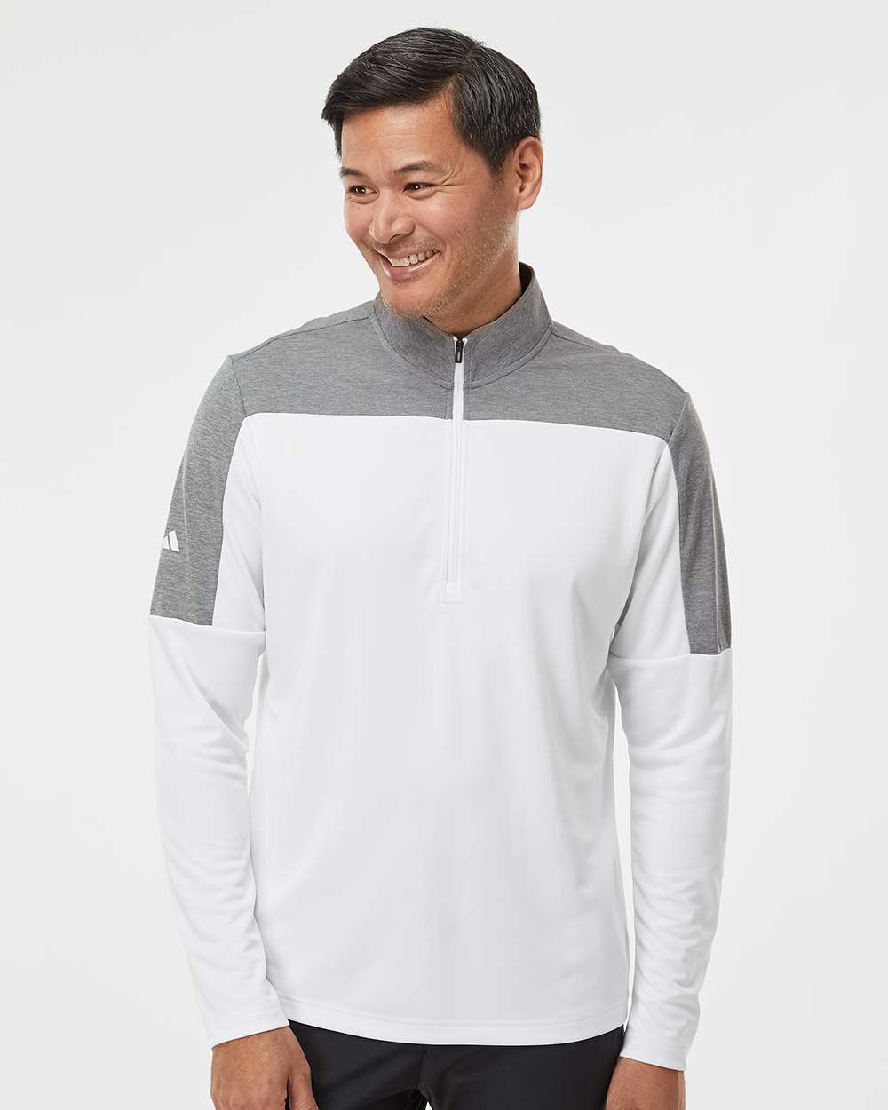 Men's Ultimate365 Lightweight Colorblocked Quarter-Zip Pullover - White/ Grey Three Melange