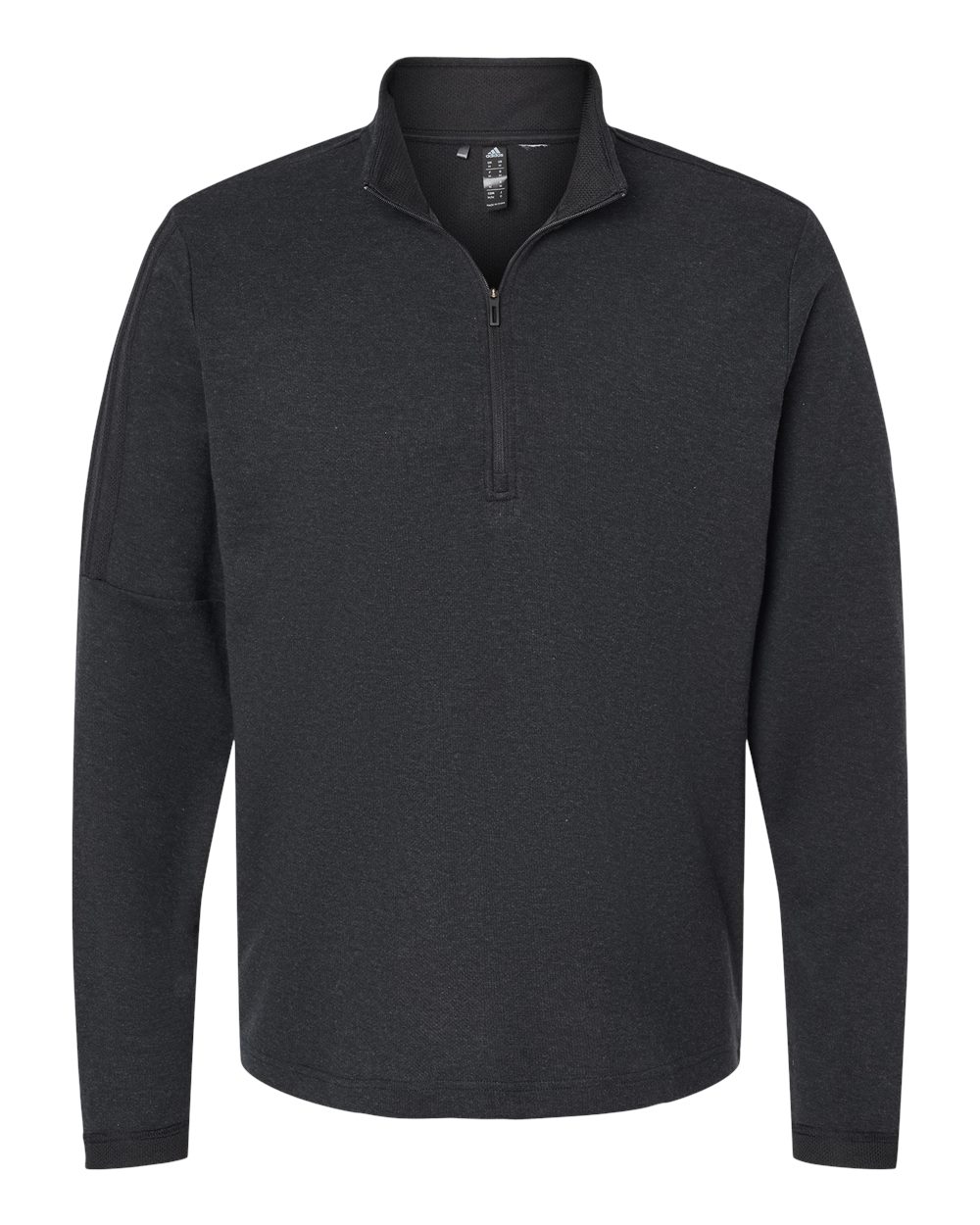 Men's 3-Stripes Quarter-Zip Sweater Pullover - Black Melange