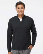 Men's 3-Stripes Quarter-Zip Sweater Pullover - Black Melange