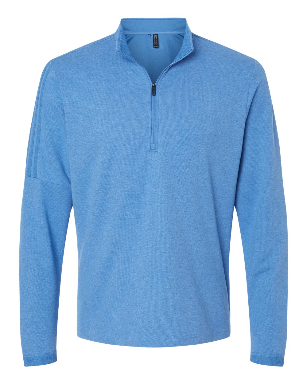 Men's 3-Stripes Quarter-Zip Sweater Pullover - Focus Blue Melange