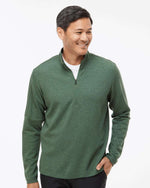 Men's 3-Stripes Quarter-Zip Sweater Pullover - Green Oxide Melange