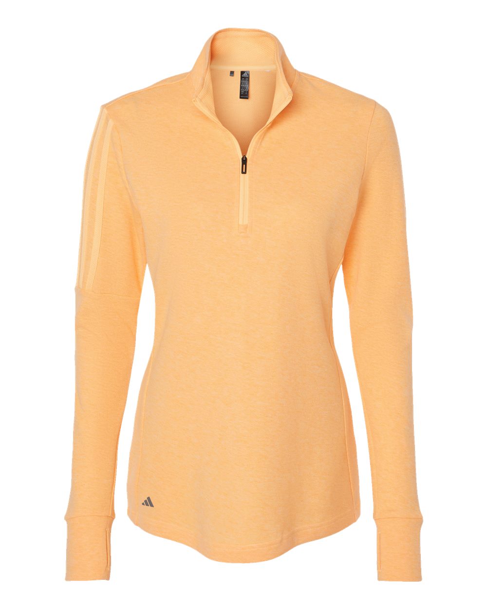 Women's 3-Stripes Quarter-Zip Sweater Pullover - Acid Orange Melange