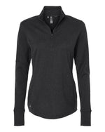 Women's 3-Stripes Quarter-Zip Sweater Pullover - Black Melange