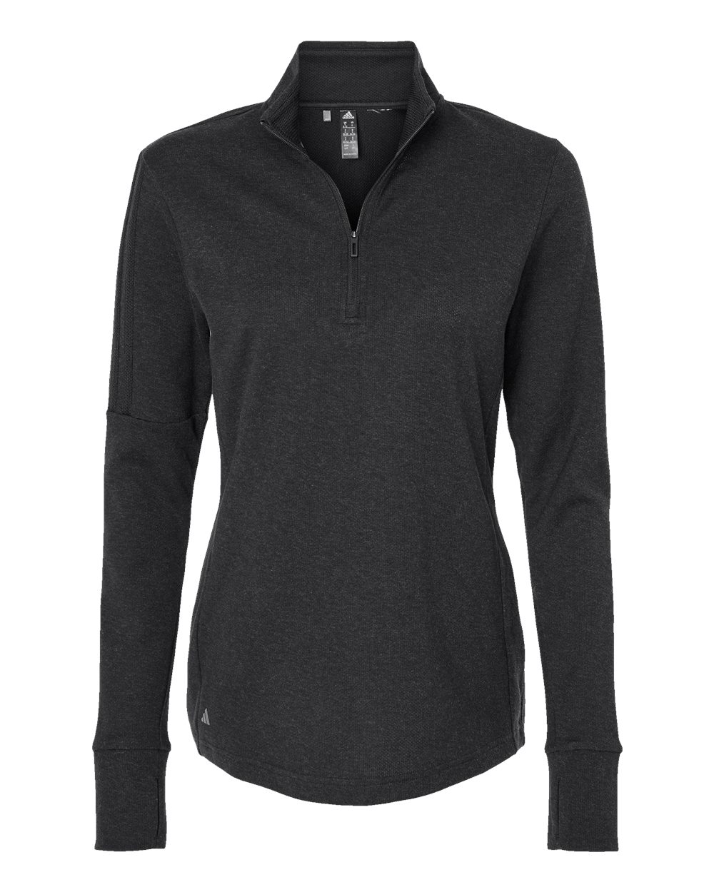 Women's 3-Stripes Quarter-Zip Sweater Pullover - Black Melange