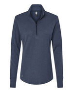 Women's 3-Stripes Quarter-Zip Sweater Pullover - Collegiate Navy Melange