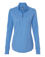 Women's 3-Stripes Quarter-Zip Sweater Pullover - Focus Blue Melange