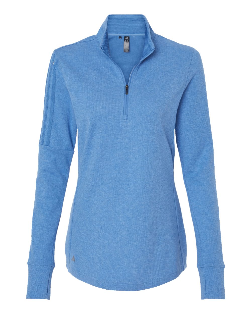 Women's 3-Stripes Quarter-Zip Sweater Pullover - Focus Blue Melange