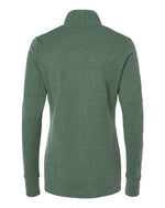 Women's 3-Stripes Quarter-Zip Sweater Pullover - Green Oxide Melange