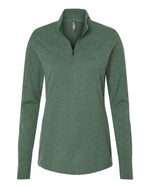 Women's 3-Stripes Quarter-Zip Sweater Pullover - Green Oxide Melange