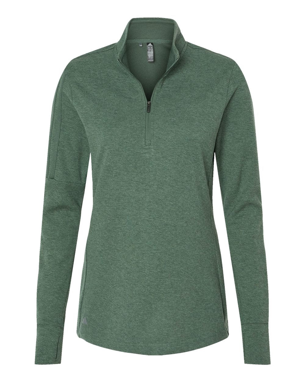 Women's 3-Stripes Quarter-Zip Sweater Pullover - Green Oxide Melange