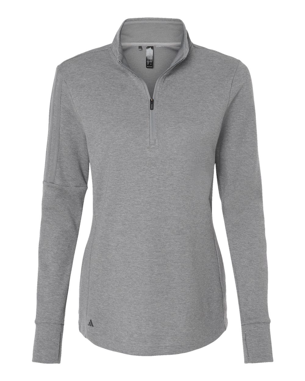 Women's 3-Stripes Quarter-Zip Sweater Pullover - Grey Three Melange