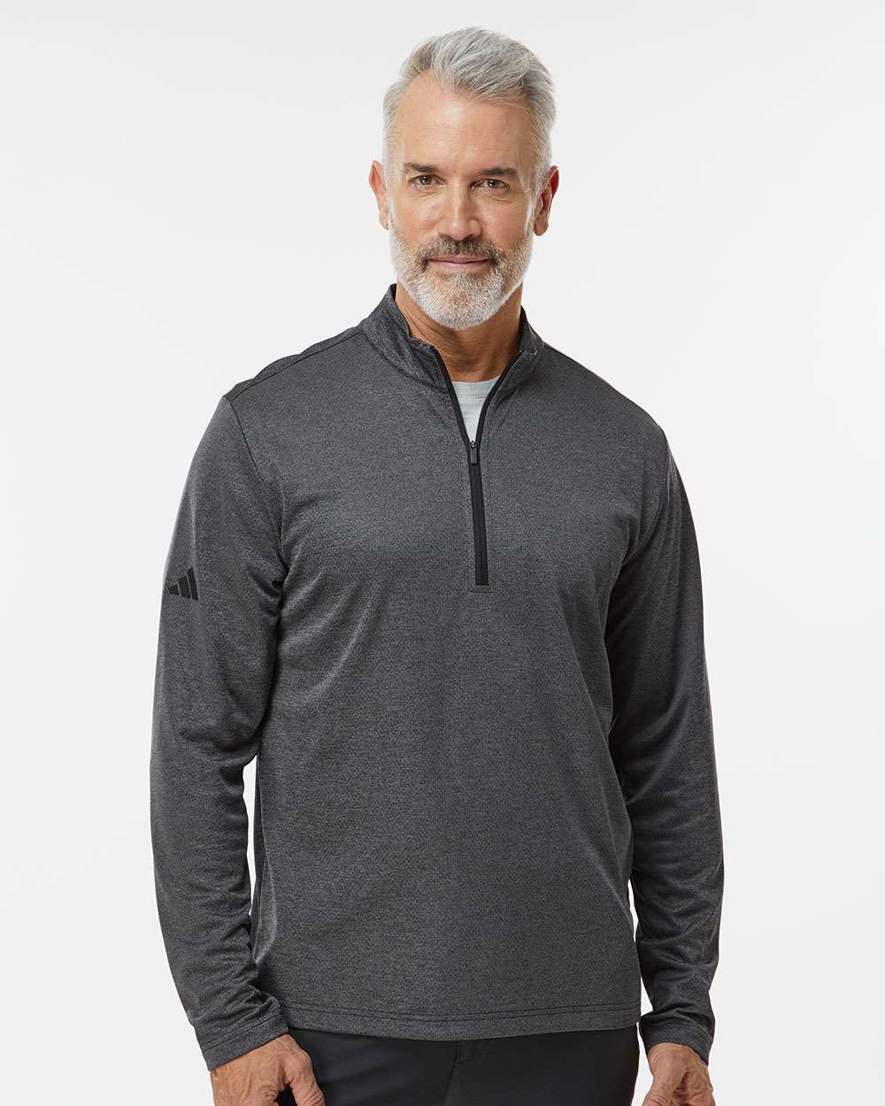 Men's Space Dyed Quarter-Zip Pullover - Black Melange