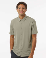 Men's Full Button Down Short Sleeve Shirt - Silver Pebble
