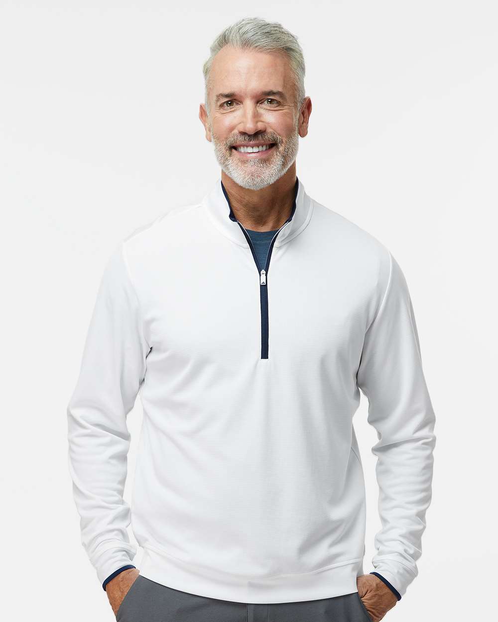 Men's Performance Lightweight Quarter-Zip Pullover - White/ Navy