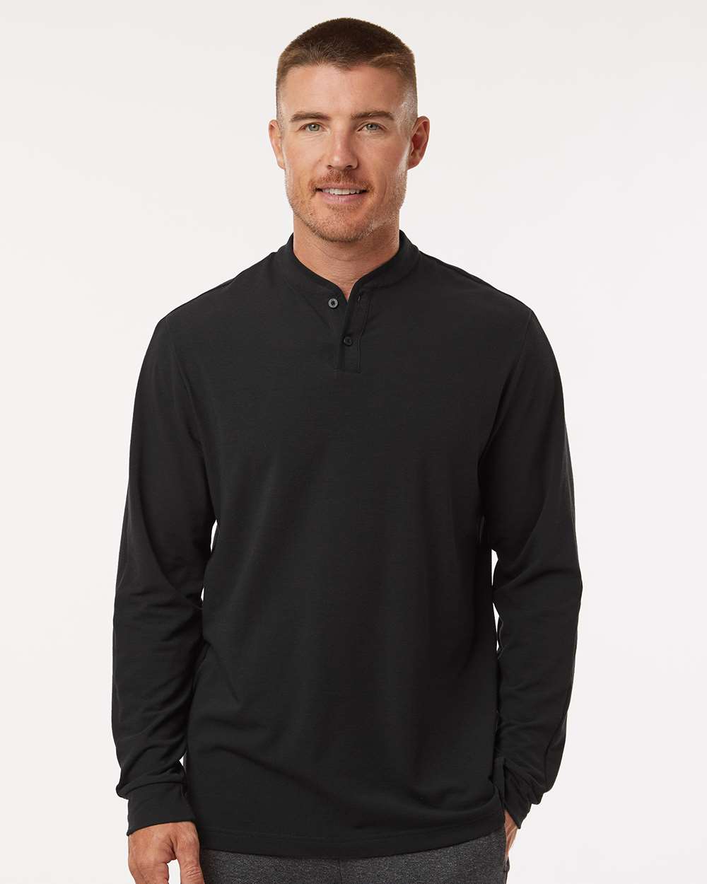 Men's Henley Long Sleeve T-Shirt - Black