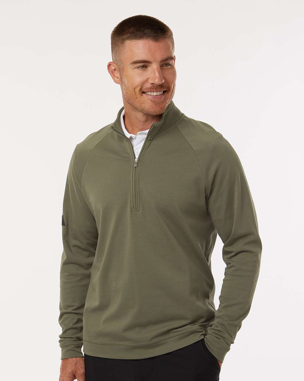 Men's Club Quarter-Zip Pullover - Olive Strata