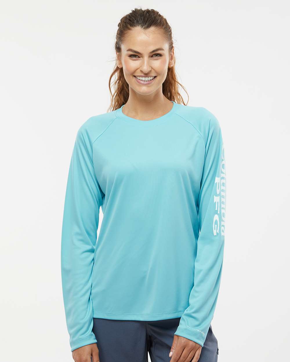Women's PFG Tidal Tee II Long Sleeve - Clear Blue/ White
