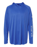 Men's PFG Terminal Tackle Hooded Long Sleeve T-Shirt - Vivid Blue/ Cool Grey