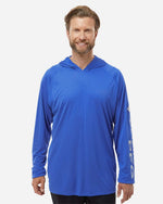 Men's PFG Terminal Tackle Hooded Long Sleeve T-Shirt - Vivid Blue/ Cool Grey
