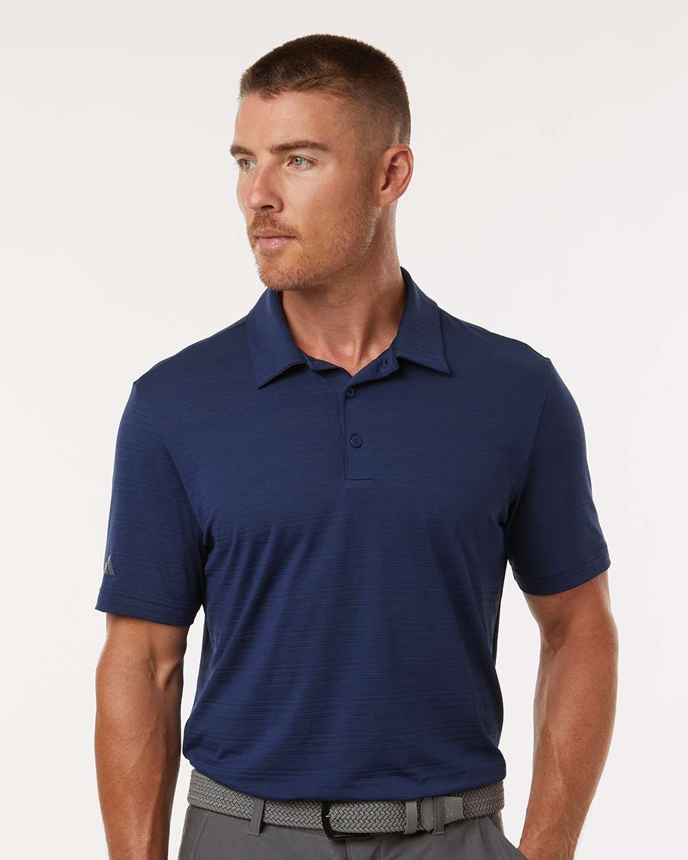 Men's Textured Stripe Polo - Dark Blue