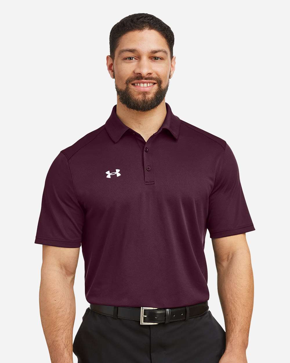 Men's Tech Polo - Dark Maroon/ White