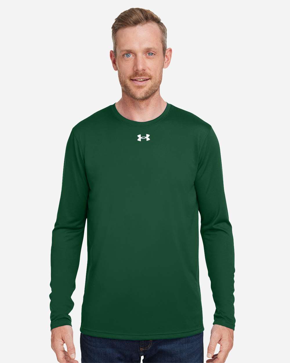 Men's Team Tech Long Sleeve T-Shirt - Forest Green/ White
