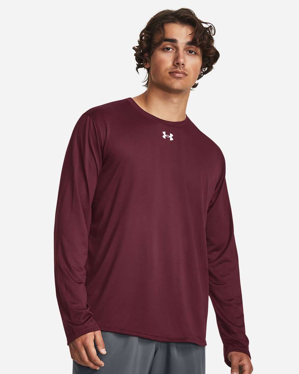 Men's Team Tech Long Sleeve T-Shirt - Maroon/ White
