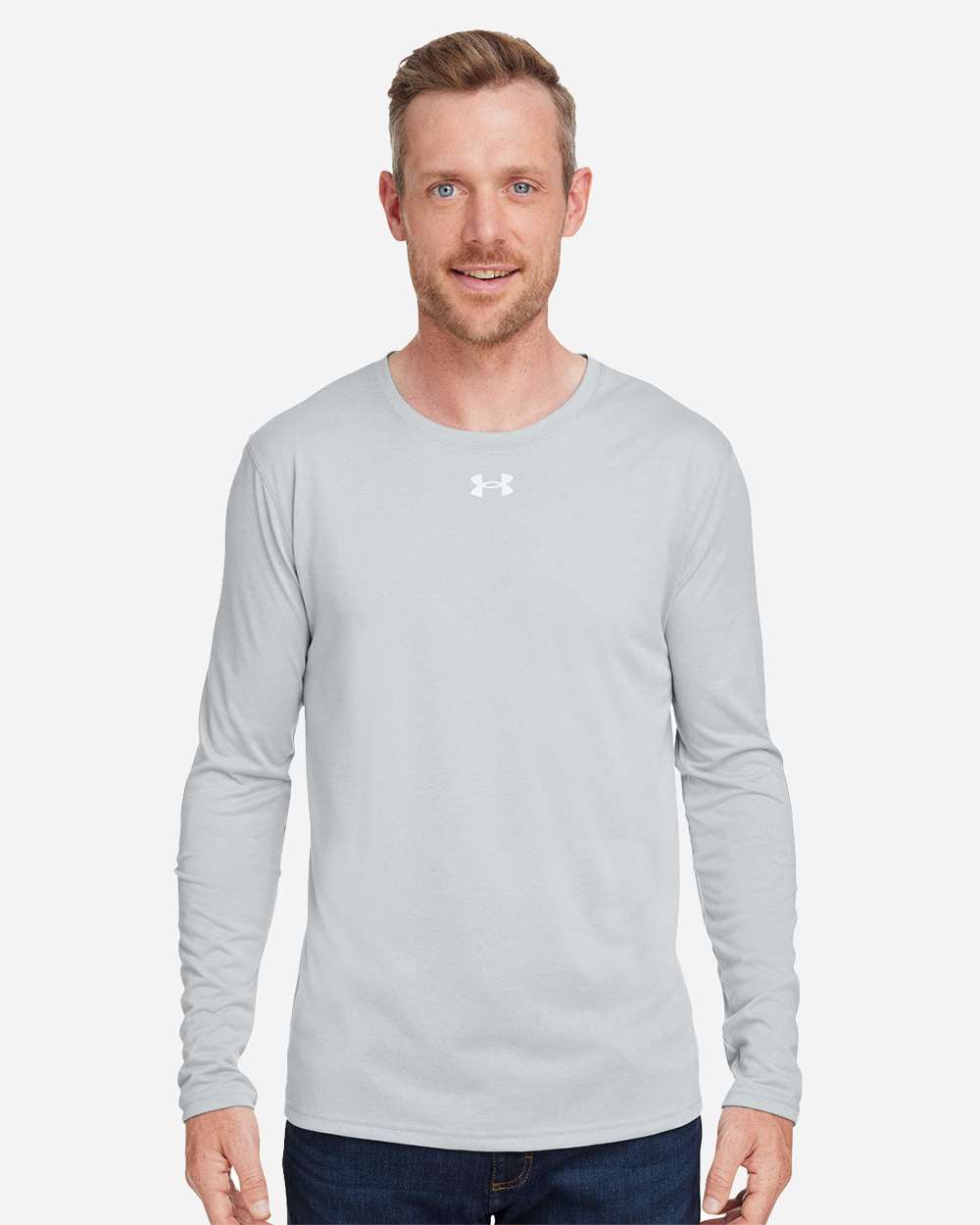 Men's Team Tech Long Sleeve T-Shirt - Mod Grey Light Heather/ White