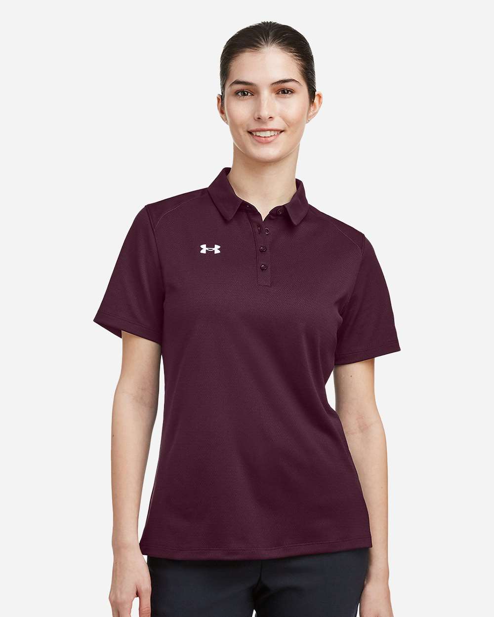 Women's Tech Polo - Dark Maroon/ White