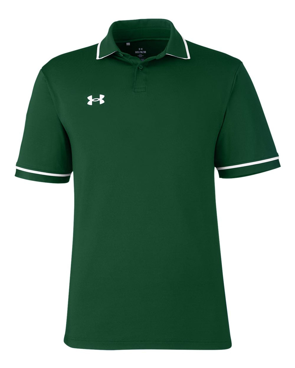 Men's Tipped Teams Performance Polo - Forest Green/ White