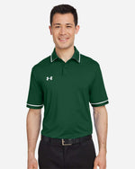 Men's Tipped Teams Performance Polo - Forest Green/ White