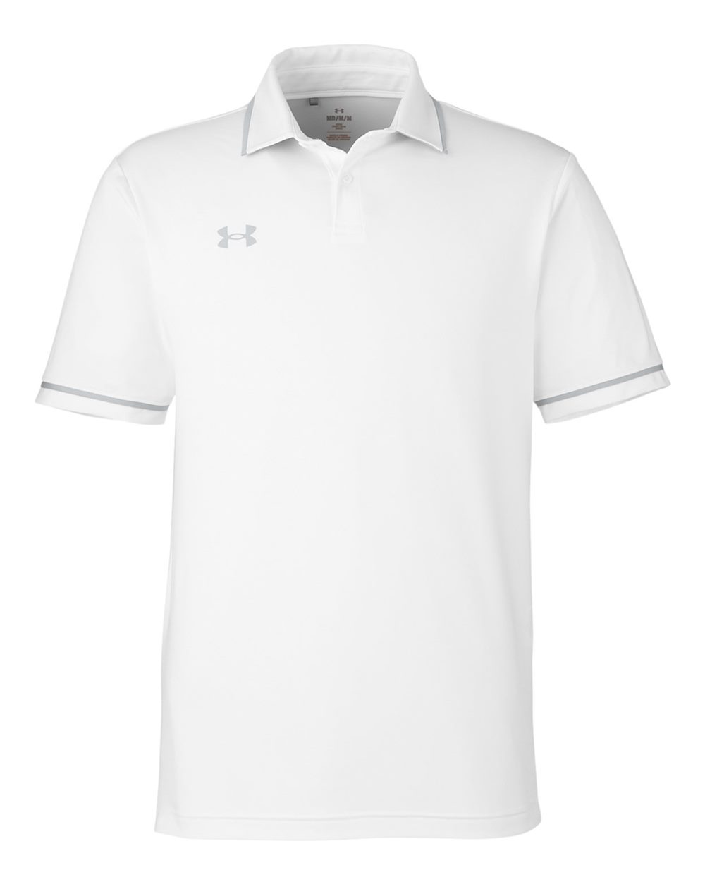 Men's Tipped Teams Performance Polo - White/ Mod Grey