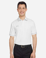 Men's Tipped Teams Performance Polo - White/ Mod Grey