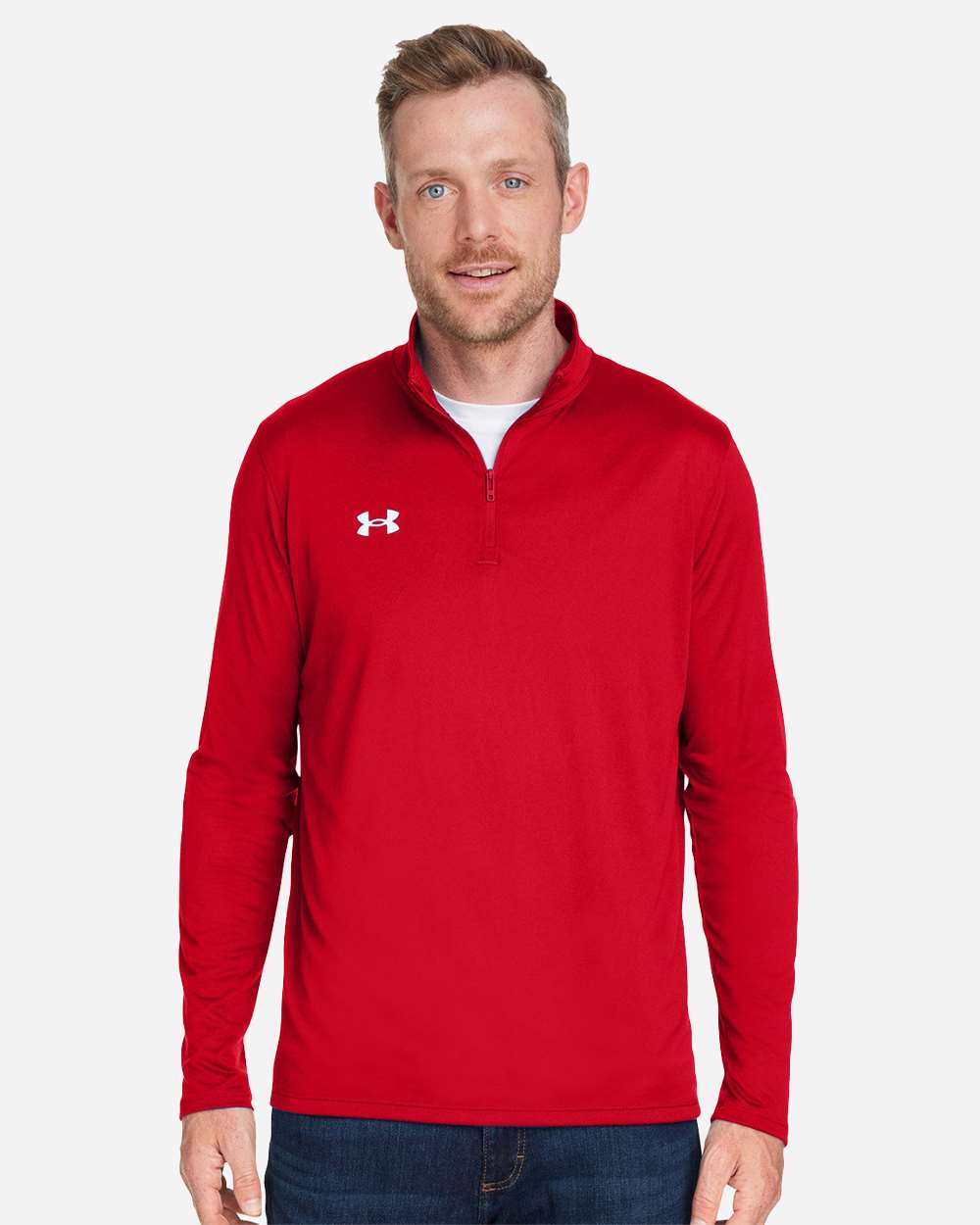 Men's Team Tech Quarter-Zip Pullover - Red/ White