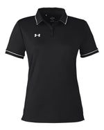 Women's Tipped Teams Performance Polo - Black/ White