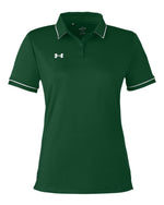 Women's Tipped Teams Performance Polo - Forest Green/ White