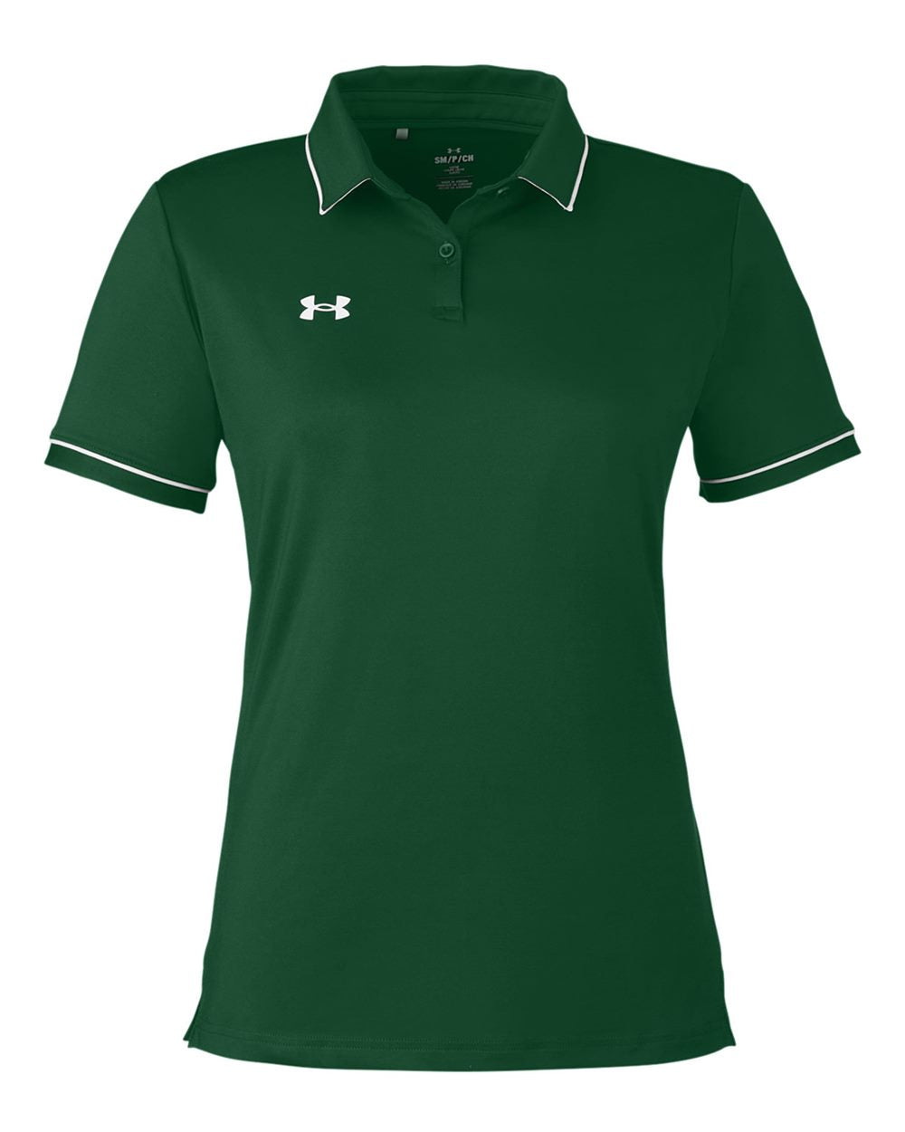 Women's Tipped Teams Performance Polo - Forest Green/ White
