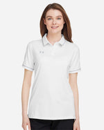 Women's Tipped Teams Performance Polo - White/ Mod Grey