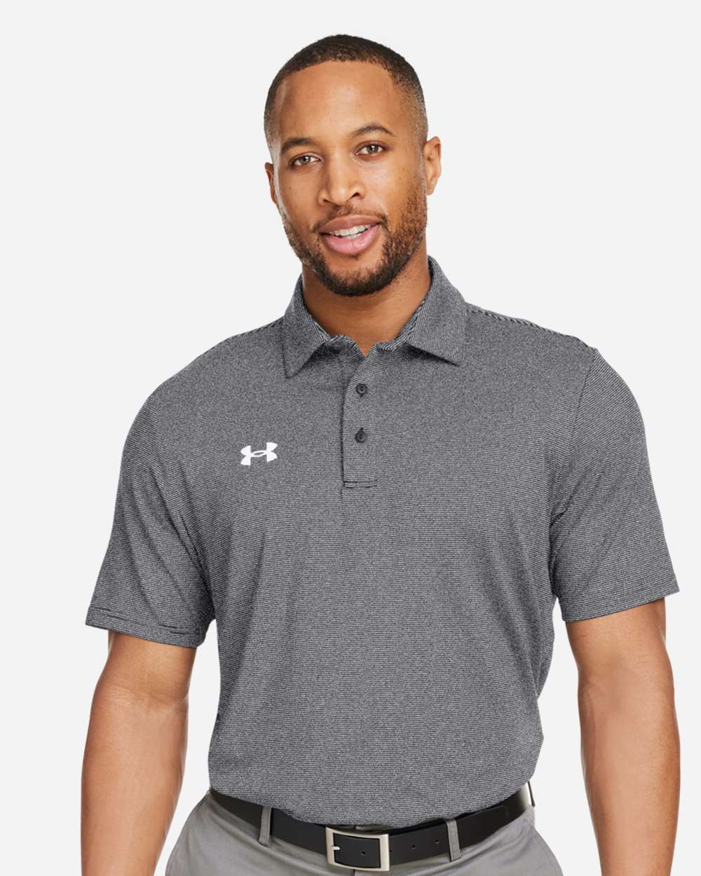 Men's Destin Drive "UA Playoff Team Stripe" Performance Polo - Black/ White