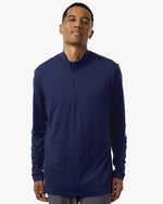 Men's Textured Stripe Quarter-Zip Pullover - Dark Blue