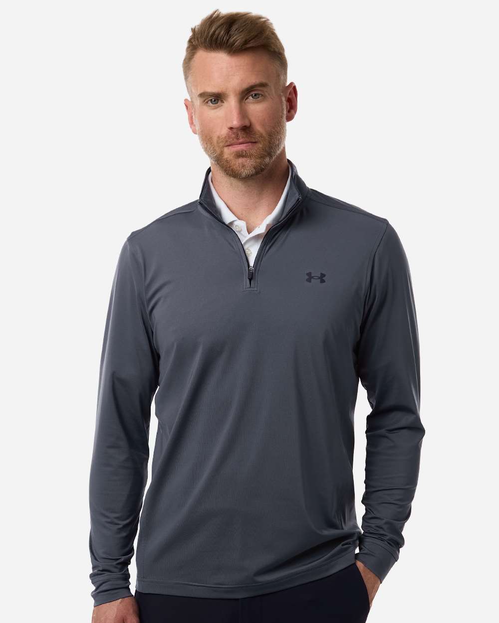 Men's Drive Quarter-Zip Pullover - Downpour Grey/ Midnight Navy