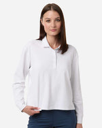 Women's Beyond Long Sleeve Loose Polo - White
