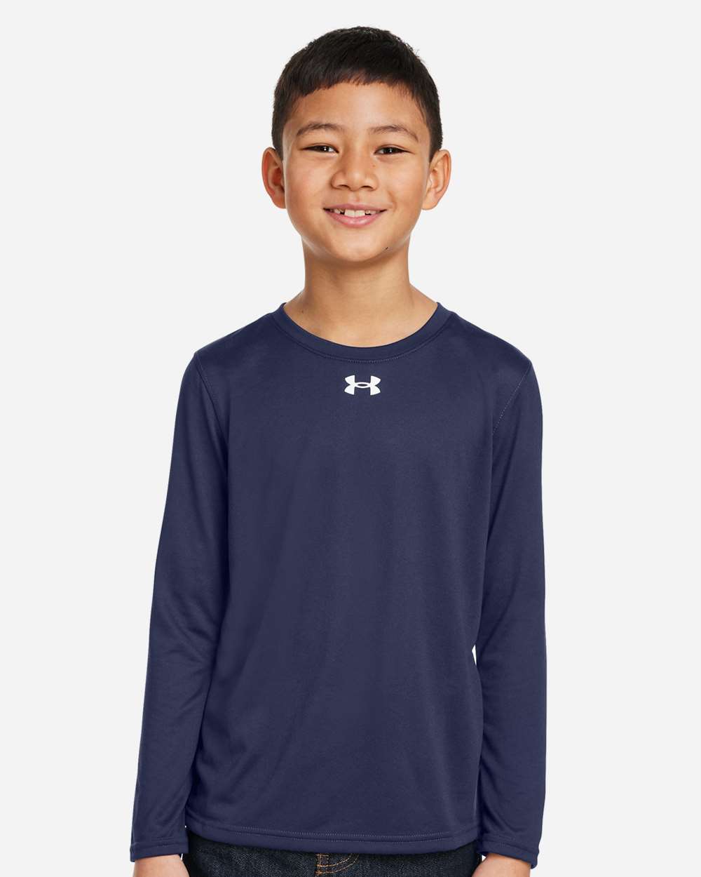 Youth Tech Team Long Sleeve T-Shirt - Midnight Navy/ White