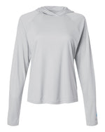 Women's PFG Tidal Tee Hooded Long Sleeve - Cool Grey/ Vivid Blue
