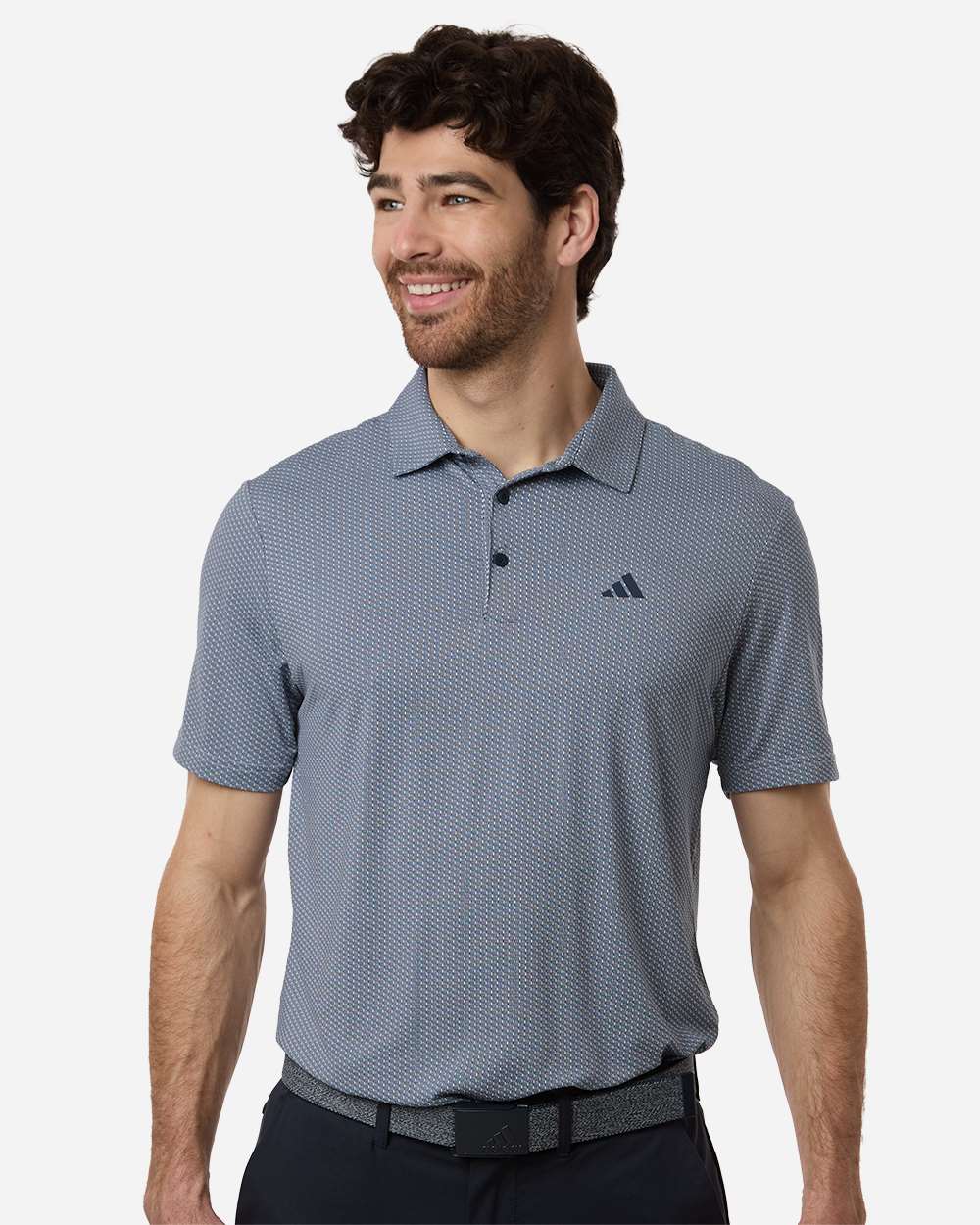 Men's Performance Textured Polo - White/ Collegiate Navy
